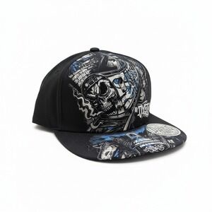 Dyse One Skull Graffiti Spray Can Snapback Hat Black Blue Chicano Art FB91768VVQ